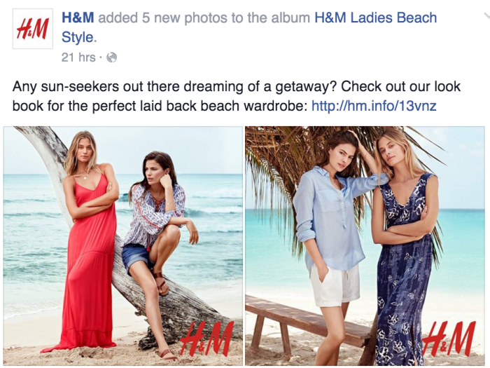 H&M facebook page April 2016